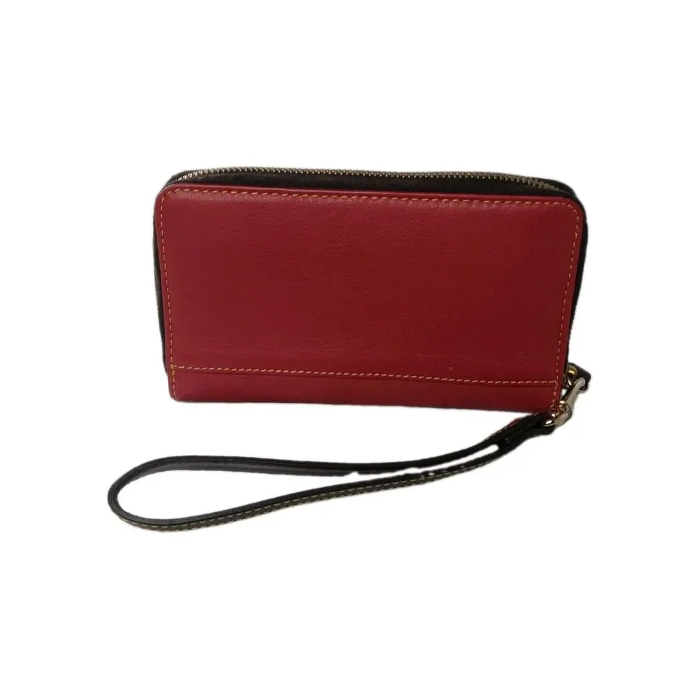 Dooney and Bourke Leather Wristlet Medium Size Red
